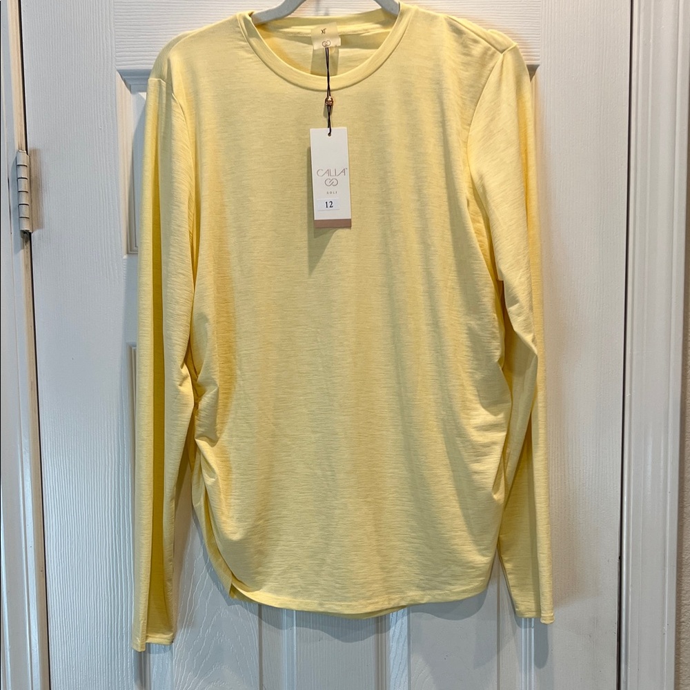 CALIA by Carrie Underwood Butter yellow long sleeve tee.